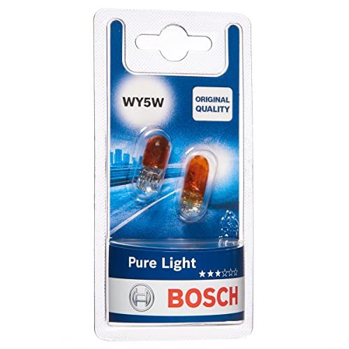 Bosch WY5W (501A) Pure Light Halogen Headlight Bulbs, 12 V 5 W, Original Quality - Socket Type W2,1x9,5d - Pack of 2 Replacement Car Light Bulbs