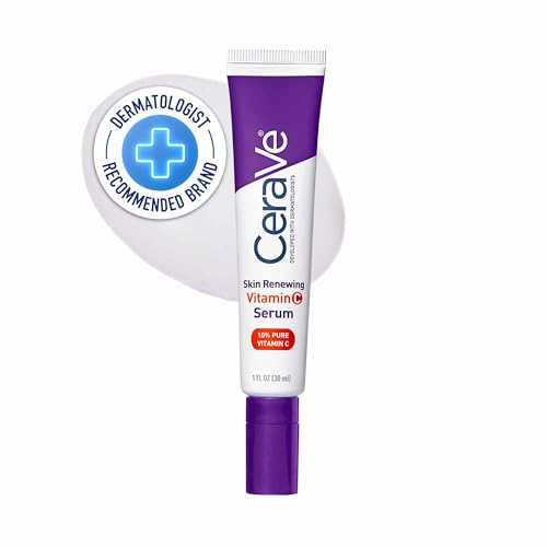 CeraVe Vitamin C Serum with Hyaluronic Acid, Skin Brightening Serum for Face with 10% Pure Vitamin C, Fragrance Free, 1 Fl. Oz