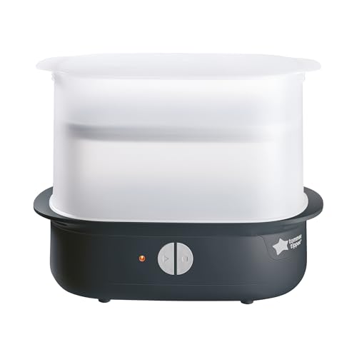 Tommee Tippee Supersteam Electric Steam Steriliser, Black, for Baby Bottles, Soothers and Feeding Accessories, Kills Viruses* and 99.9% of Harmful Bacteria, 5-Minute Sterilisation Cycle