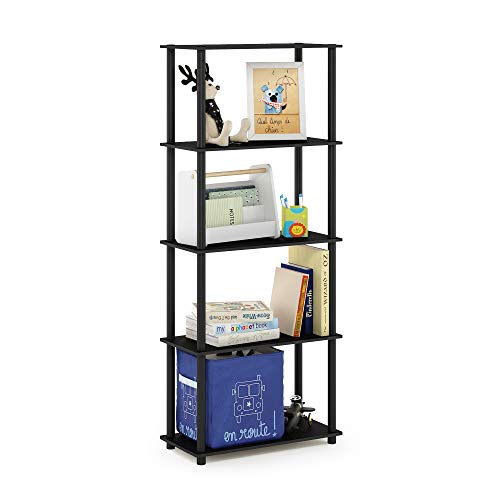 Furinno Turn-N-Tube 5-Tier Multipurpose Shelf / Display Rack / Storage Shelf / Bookshelf, Round Tubes, Americano/Black