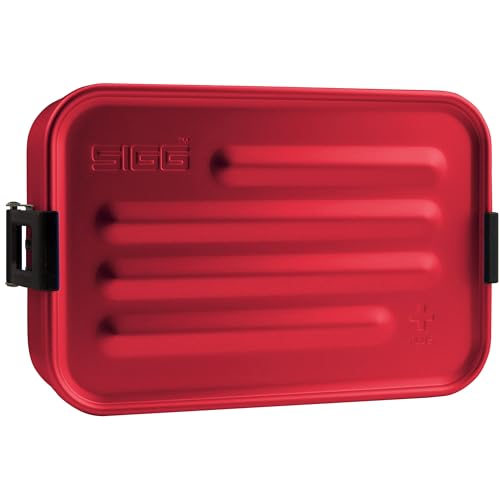 🔥 STARKER PREIS (-42%) Sigg Metal Box Plus S Red Lunchbox 0.9 L, Moderne Brotdose mit praktischem Einsatz, federleichte Brotbox aus Aluminium mit Trennwand