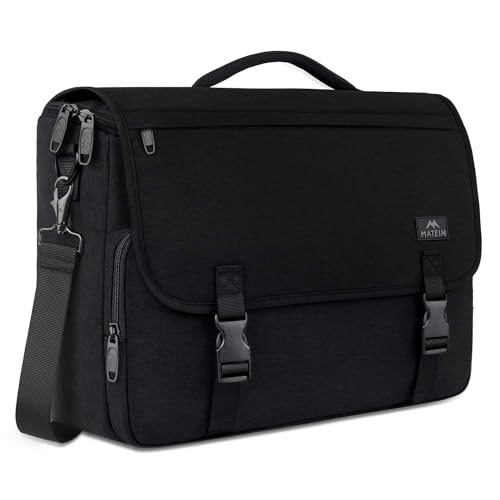 MATEIN Messenger Bag for Men, Briefcases Lightweight Men's Laptop Bag 15.6 inch Water Resistant Crossbody School Satchel Bags Computer Work Office Bag with Shoulder Strap, Black