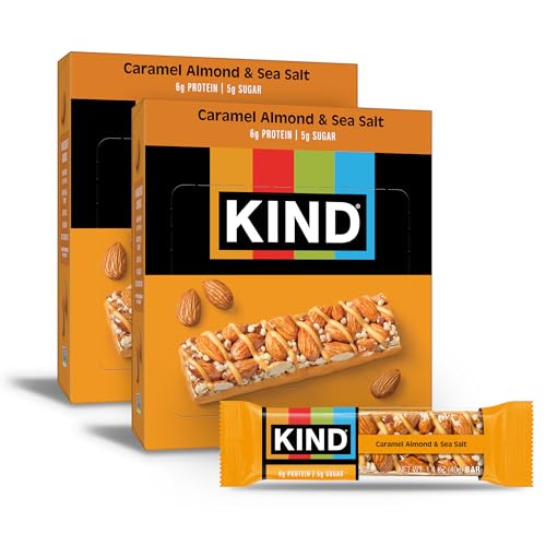 KIND Nut Bars, Caramel Almond & Sea Salt, Healthy Snacks, Gluten Free, Low Sugar, 6g Protein, 24 Count