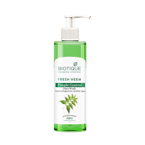 Biotique Fresh Neem Pimple Control Face Wash| Ayurvedic and Organically Pure| Prevents Pimples |100% Botanical Extracts| Suitable for All Skin Types |