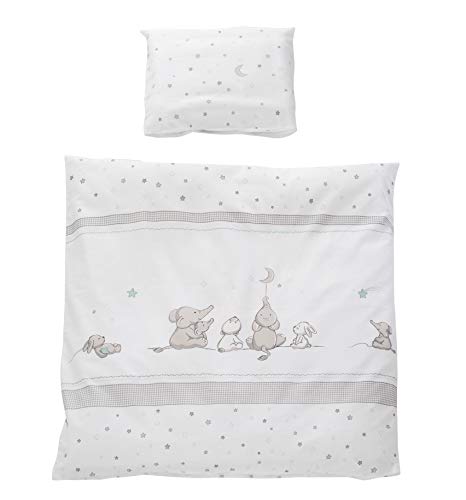 (-30%) roba Babybettwäsche 80 x 80 cm - Sternenzauber - Wiegenbettwäsche Baby Set 2 teilig - Decken & Kissenbezug mit Stern Motiv für Mädchen & Jungen - Baumwolle - Weiß