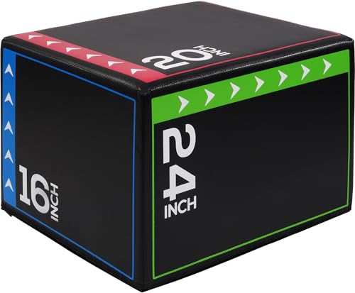 BalanceFrom 3-in-1 Foam Plyometric Jump Box for Home Gym with Multiple Height Options – Versatile Plyo with Non-Slip Surface for Strength, HIIT, Step-Ups, and Agility Training