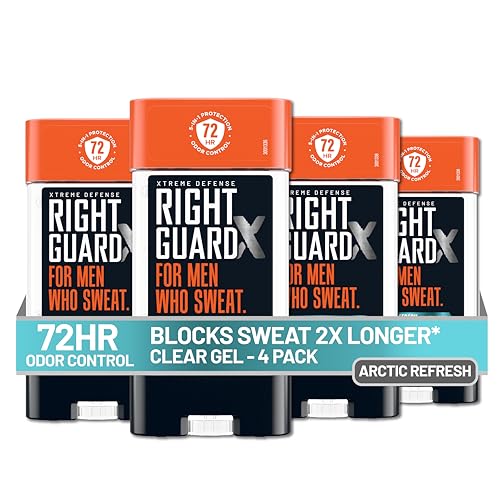 Right Guard Xtreme Defense Antiperspirant Deodorant Gel, Arctic Refresh Scent - 5-in-1 Deodorant Men Can Trust, 72-Hour Odor Control Invisible Gel for Men, 4 oz (4 Pack)