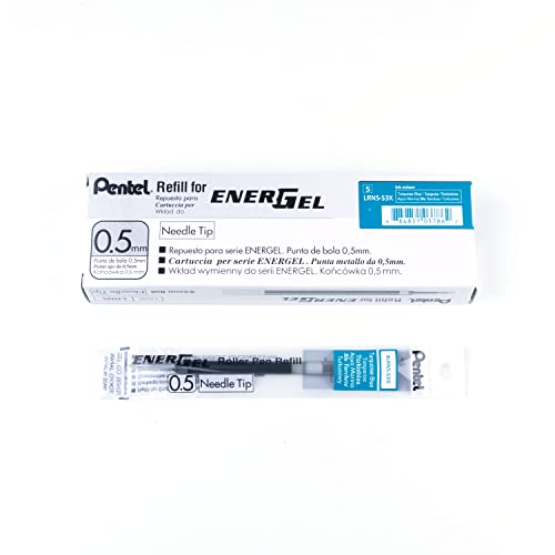 Refills for Pentel EnerGel Gel Pens, 0.5mm, Turqouise Ink, 12PK