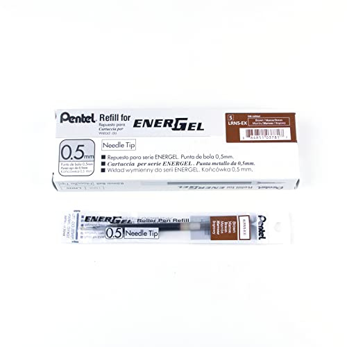 Refills for Pentel EnerGel Gel Pens, 0.5mm, Brown Ink, 12PK