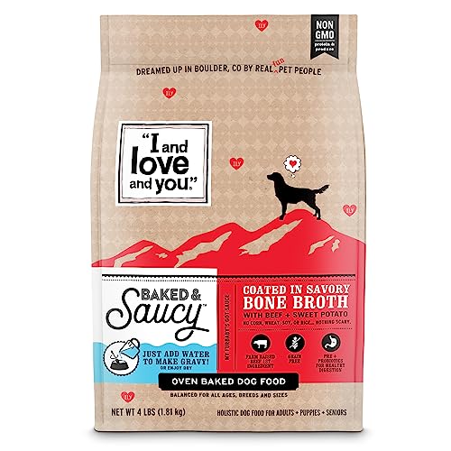 I AND LOVE AND YOU Baked and Saucy Dry Dog Food - Beef + Sweet Potato - Prebiotic + Probiotic, Real Meat, Grain Free, No Fillers, 10.25lb Bag