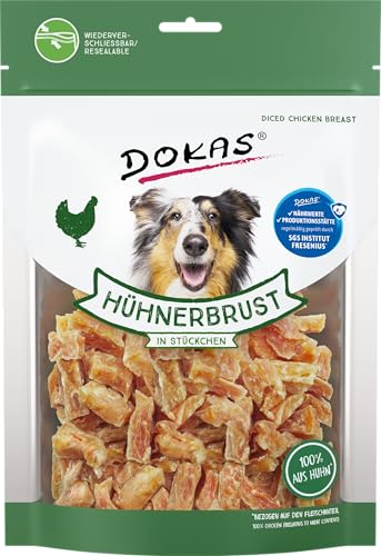 (-36%) DOKAS Hühnerbrust in Stückchen – Glutenfreier Premium Snack in praktischer Größe für Hunde – Ideal zum Training – 9 x 200 g
