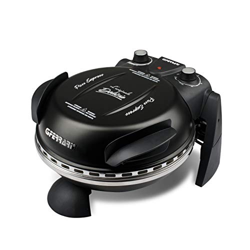 (-32%) G3 Ferrari G10006 Pizzaofen Delizia, 1200 W, bis 400°C, Felsen Feuerfest (durchmesser 31 cm), Timer 5', Kochbuch inbegriffen, Schwarz