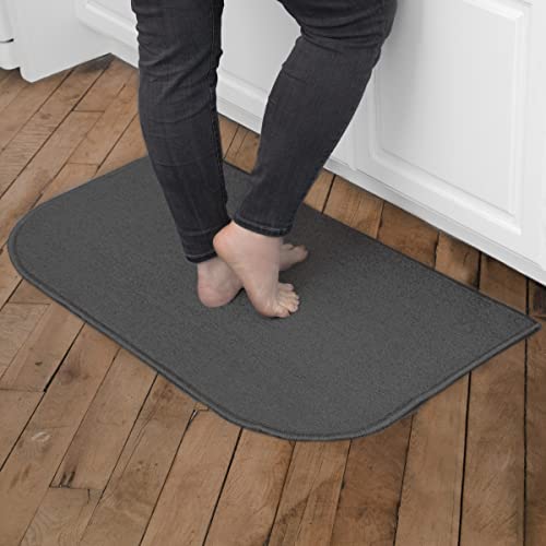 Ritz Solid Accent Rug: Size 1'6" x 2'6" (Rectangular) Stain Resistant Kitchen or Living Room Floor Mat, Latex Backing, Machine Washable, Graphite