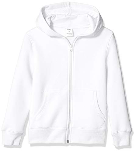 Amazon Essentials Hoodies - Boys' White Zip-Up Sweatshirt, Large, Fleece