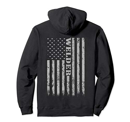 Funny welding hoodie – Weld Hard Stay Bold motivational text with steel worker and MIG torch design, welder gift