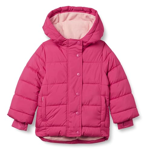 Amazon Essentials Toddler Girls' Heavyweight Hooded Puffer Coat, Water-Resistant, Pink, 4T