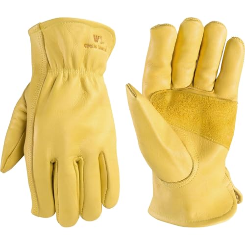 Wells Lamont Leather Work Gloves for Men – Grain Cowhide, Reinforced Palm – Ideal for Construction, Farming, Ranchin