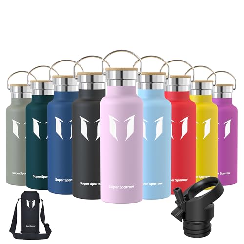 Super Sparrow Gourde Isotherme - Bouteille Isotherme - 500ml - Gourde Inox Bouche Standard - Gourde Sport Étanche - Gourde Enfant sans BPA, pour Sport, Gym, Voyage