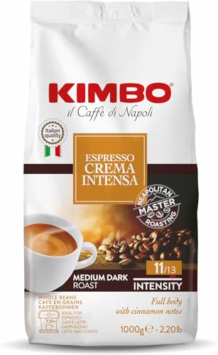 Kimbo Espresso Crema Intensa Whole Bean Coffee | Medium Dark Roast | 11/13 Intensity | Blended & Roasted in Italy | Full Body with Cinnamon Notes | 2.2 Lbs bag