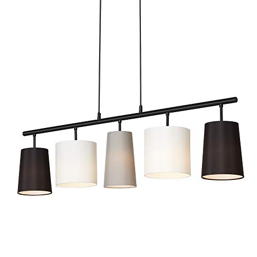 (-35%) BRILONER - Pendelleuchte mit Lampenschirm aus Stoff, E14 Fassung, max. 40 Watt, Hängeleuchte, Hängelampe Esstisch, Esszimmerlampe hängend, Wohnzimmerlampe, Küchenlampe, 96x120 cm, Grau, Weiß, Schwarz