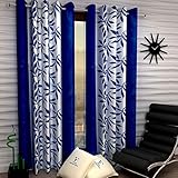Fashion String Polyester 2 Pieces Window Curtain Set 5 Feet Long Blue