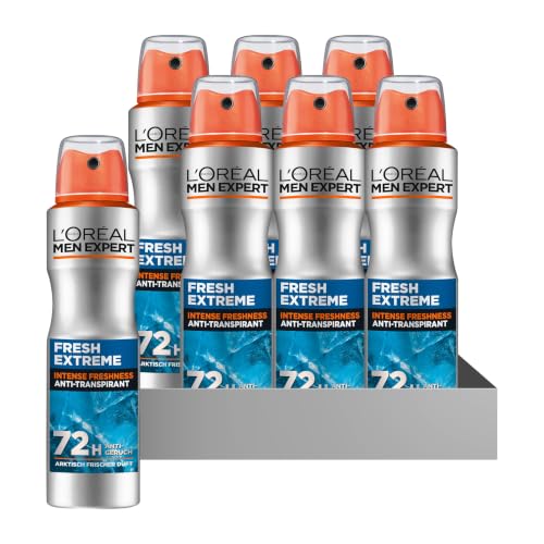 ⚡ BLITZDEAL (-44%) L'Oréal Paris, Men Expert, Fresh Extreme 72H Anti-Transpirant Deospray, mit Ultra-Cooling-Effekt, intensiver Schutz gegen Geruch, Aerosol, 6 x 150ml