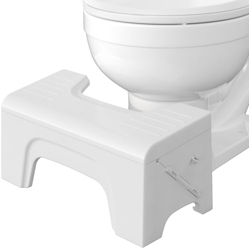 Squatty Potty Fold N Stow Compact Foldable Toilet Stool, White, 8", 1 lb