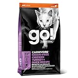 Go! Solutions Carnivore Chicken, Turkey + Duck Grain-Free Dry Cat Food, Our Highest-Protein Kibble Made with Real Meat & Fish, Cranberries for Urinary Health, for Kittens, Adults & Seniors, 16 lb Bag