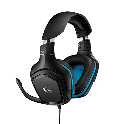 Logitech G431 with 7.1 Surround Sound, DTS X 2.0, 50 mm Audio Drivers, USB and 3.5 mm Jack, Flip-to-Mute Mic Wired Over Ear Headphones with Mic for PC