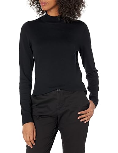 Amazon Essentials Women's Lightweight Mockneck Sweater (Available in Plus Size), Black, X-Large