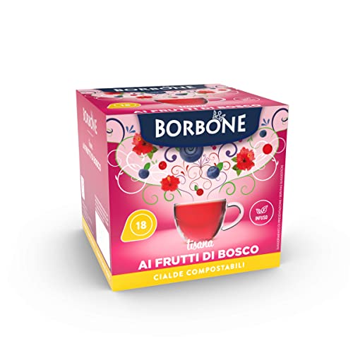 Caffè Borbone Mixed Berries Infusion — 72 Fruit and Rosehip, Hibiscus Tea Pods in 4 packs of 18 — Relaxing and Aromatic Fruit Tea, Compostable Capsules ESE and Pump Espresso Systems