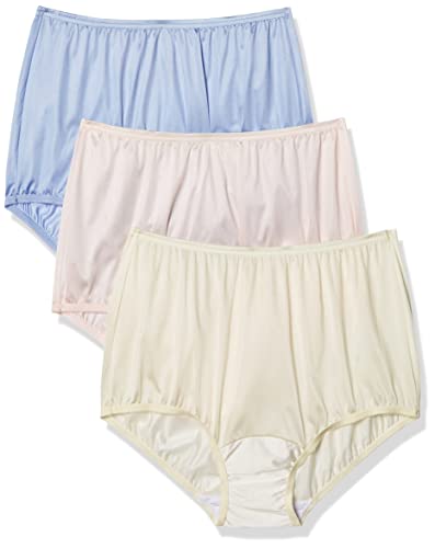 Vanity Fair Women's Perfectly Yours High Waisted Brief Panties, Nylon-(Pack of 3) Pink/Blue/Candleglow, 9