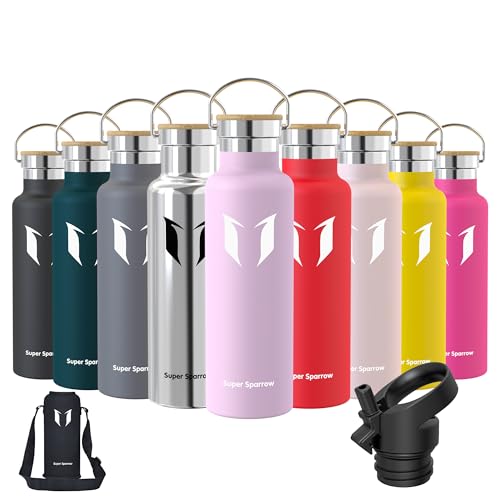 Super Sparrow Botella Agua Acero Inoxidable - Botella Agua Niños - 620ml - Botella Termica Boca Estándar - Sin BPA, para Niños & Adultos, Deporte, Oficina, Yoga, Ciclismo