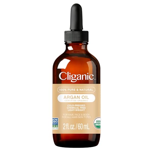 Cliganic Organic Argan Oil, 100% Pure - for Hair, Face & Skin | Cold Pressed Carrier Oil