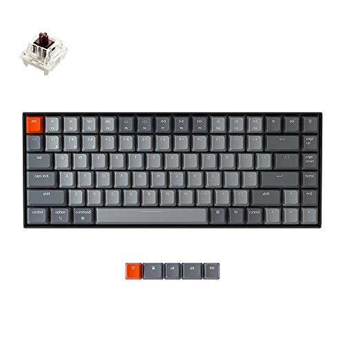 Keychron K2 75% Layout Bluetooth Wireless Mechanical Keyboard K Pro Brown Switch/White LED Backlit/USB C/Anti Ghosting/N-Key Rollover, 84 Keys Gaming Keyboard for Mac Windows-Version 2