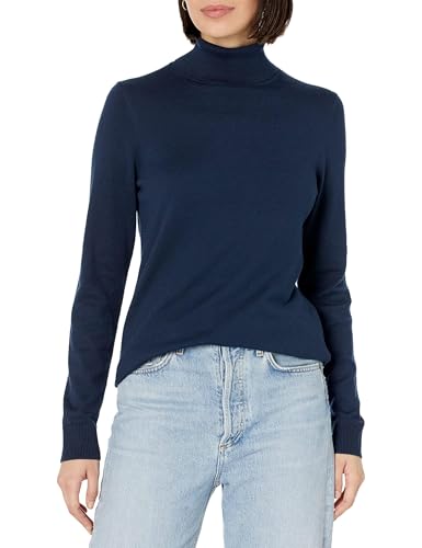 Amazon Essentials Women's Classic-Fit Lightweight Long-Sleeve Turtleneck Sweater (Available in Plus Size), Navy, X-Large