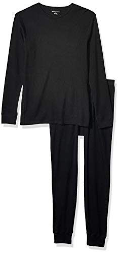 Amazon Essentials Thermal Long Johns Underwear Set for Men, Medium, Black