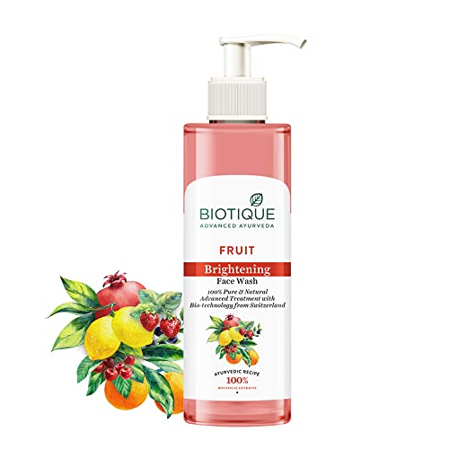 Biotique Fruit Brightening Face Wash| Ayurvedic and Organically Pure| Advanced Swiss Technology |100% Botanical Extracts| Suitable for All Skin Types 