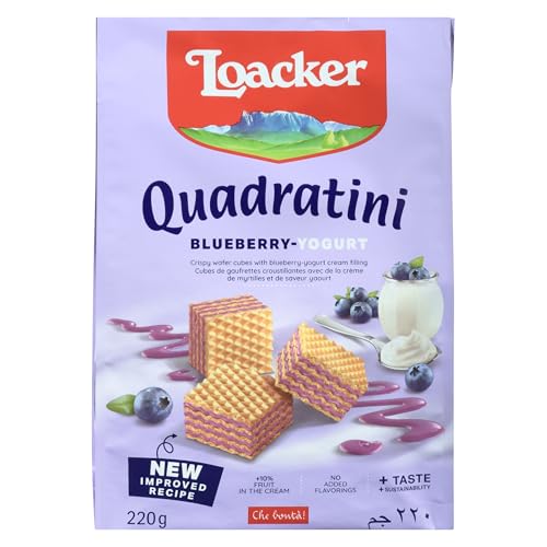Quadratini Blueberry Yogurt Bite Size Wafers by Loacker