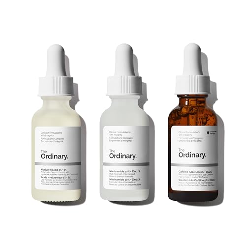 The Ordinary Serum Favorites Set – Hyaluronic Acid 2% + B5, Niacinamide 10% + Zinc 1%, Caffeine Solution 5% + EGCG Eye Serum, Serums for Hydrating, Br
