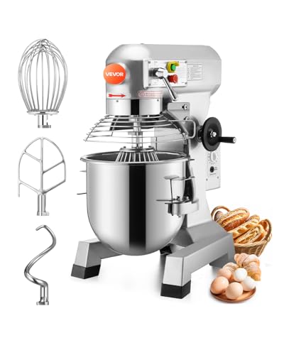 Happybuy 15Qt Commercial Food Mixer with Timing Function， Commercial Mixer 600W Stainless Steel Bowl Heavy Duty Electric Food Mixer Commercial with 3 Speeds Adjustable, Perfect for Bakery Pizzeria