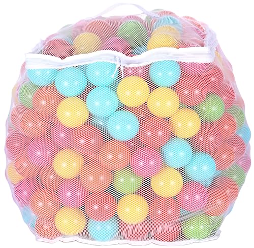 BalanceFrom Play Pit Balls Toy Set for Kids with Mesh Bag, Rainbow or Pastel Colors – Crush-Proof Plastic for Ball Pits, Playhouses, Bounce Houses, Pools, Tents, and Birthday Parties