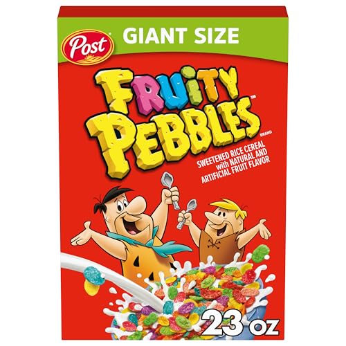 Fruity PEBBLES Breakfast Cereal, Gluten Free, 10 Vitamins and Minerals, Breakfast Snacks, Sweetened Rice Cereal, Extra Large Box, 23 Oz