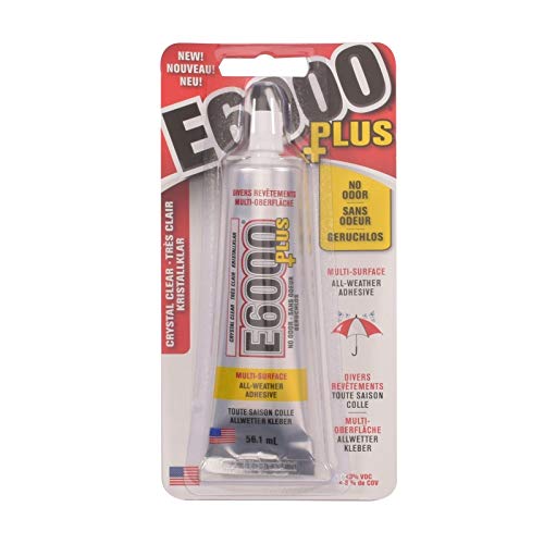 Eclectic Products inc. E6000 Plus Multi-purpose Clear Glue, Waterproof and Paintable, Strong Flexible Craft Adhesive for Wood, Glass, Fabric, Ceramic, Metal and More, 56.1ml
