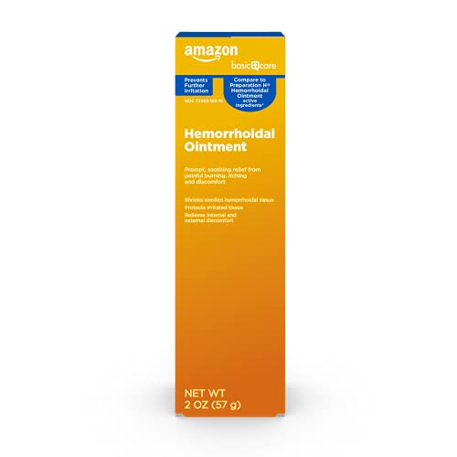 Amazon Basic Care Hemorrhoid Ointment, Hemorrhoid Treatment, Pain Relief, Relieves Burning, Itching and Discomfort, 2 ounce (Pack of 1)