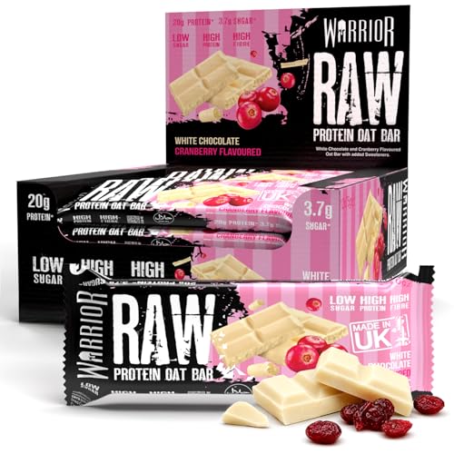 (-23%) Warrior Raw Proteinriegel 12 x 75 g – Weiße Schokolade 12 Riegel, ballaststoffreich, mit Protein & Hafer, als Snack oder vor dem Training, vegetarisch