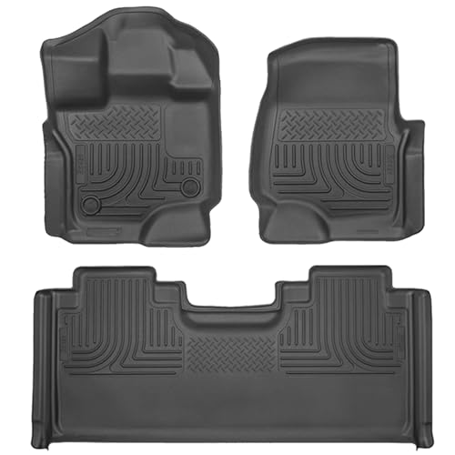 Husky Liners Weatherbeater Floor Mats | Fits 2015-2025 Ford F-150 SUPERCAB ONLY | Front & 2nd Row, 3-pc Black - 94051