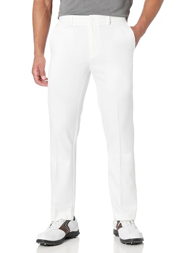 PGA TOUR Men's Flat Front Golf Pant with Expandable Waistband, Bright White, 34W x 32L