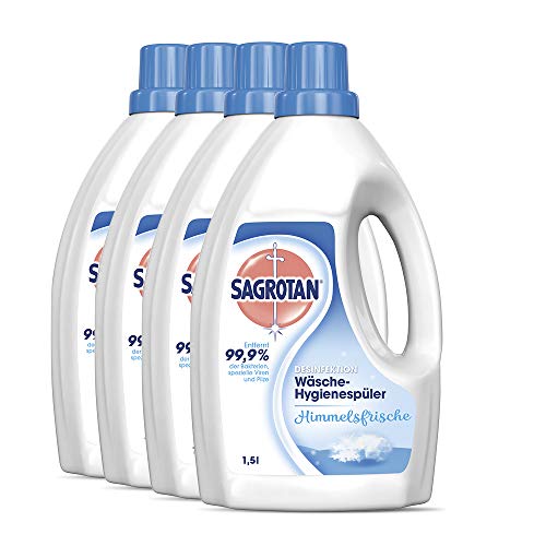 (-33%) Sagrotan Wäsche-Hygienespüler Himmelsfrische – Desinfektionsspüler für hygienisch saubere und frische Wäsche – 4 x 1,5 l Reiniger im praktischen Vorteilspack