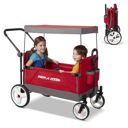 Radio Flyer Wagon for Kids, Baby Stroller, Outside Toys for Toddlers 1-3, Rolling Cart, Beach Cart with Wheels, Convertible Stroller Wagon for Kids Ages 1+ Years, Red
